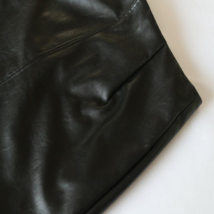 Women's Faux Leather Pencil Skirt High Waist Split Midi Skirt