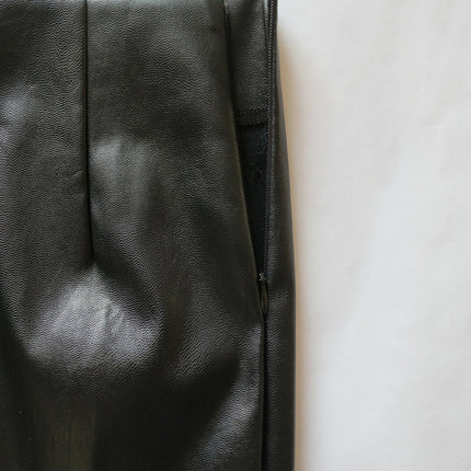Women's Faux Leather Pencil Skirt High Waist Split Midi Skirt