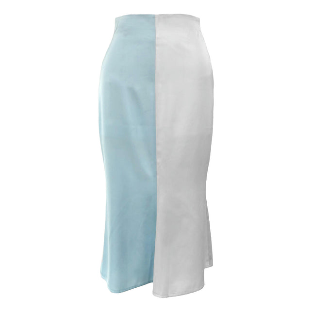Women's Skirt Midi Length Satin High Waist Elastic Skirts