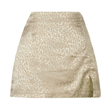 Women's Elegant Satin Side Split Slit Zipper High Waist Mini Short Skirt