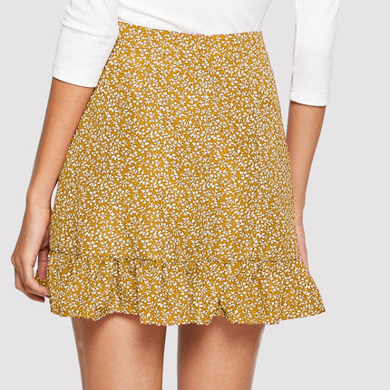 Women's Summer Wrap Floral High Waist Ruffle Short Mini Skirts
