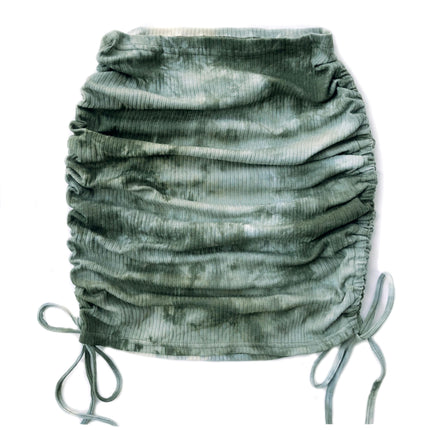 Women's High Waist Ribbed Side Drawstring Stretchy Mini Short Skirt