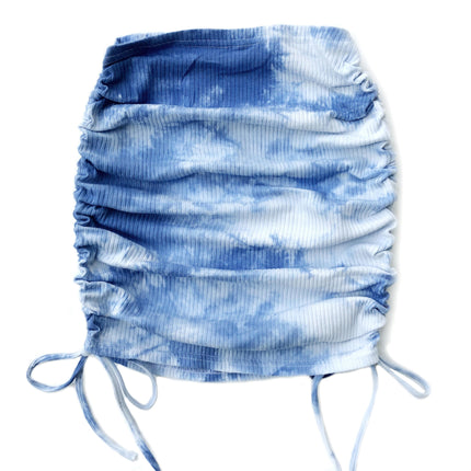 Women's High Waist Ribbed Side Drawstring Stretchy Mini Short Skirt