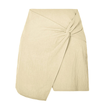 Women's Solid High Waist Twist-Front Mini A-Line Short Skirt