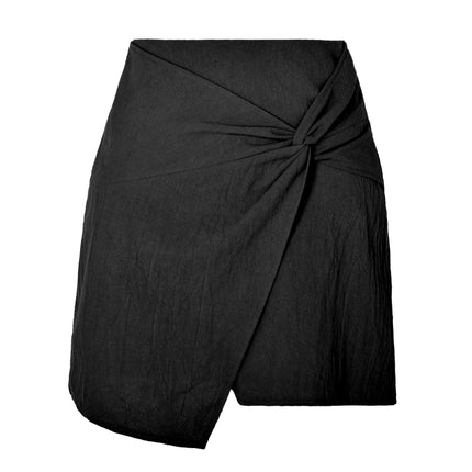 Women's Solid High Waist Twist-Front Mini A-Line Short Skirt