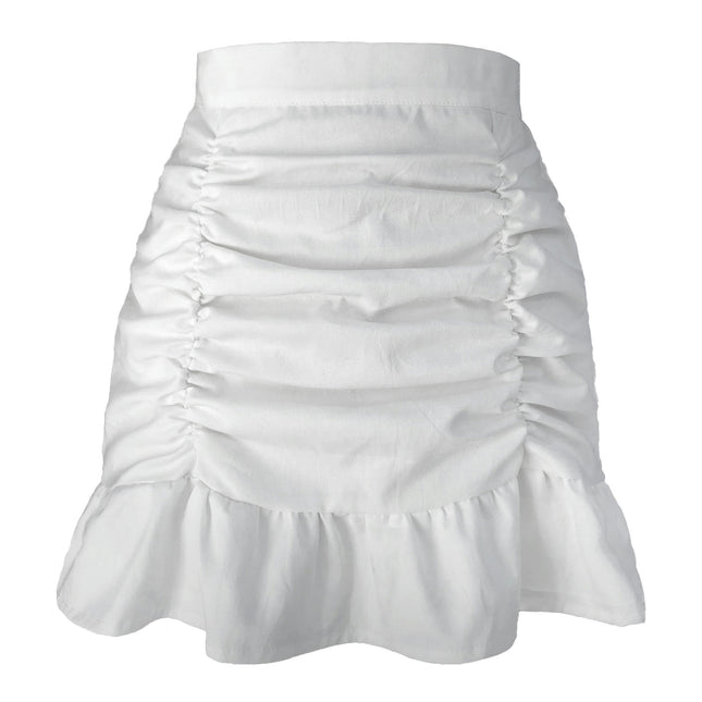 Women's High Waist Wrap Skirt Ruffle Hem Mini Short Skirts