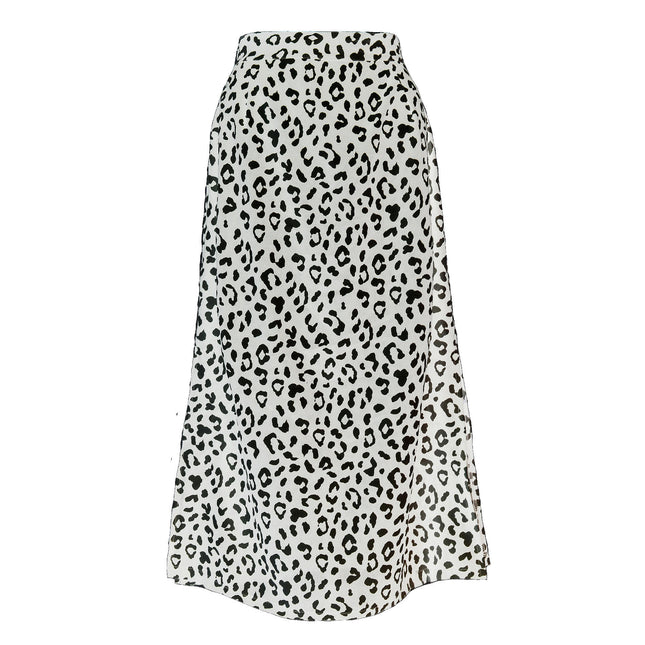 Women's Print Side Split High Waist Zipper Midi Skirt