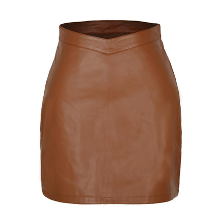 Women's PU Leather Skirt High Waisted Bodycon Pencil Mini Skirts
