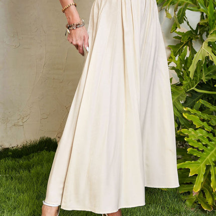 Women's Elastic High Waist A Line Swing Beach Maxi Skirt