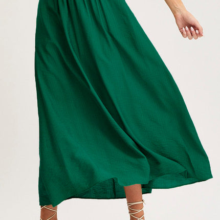 Women's Elastic High Waist A Line Swing Beach Maxi Skirt