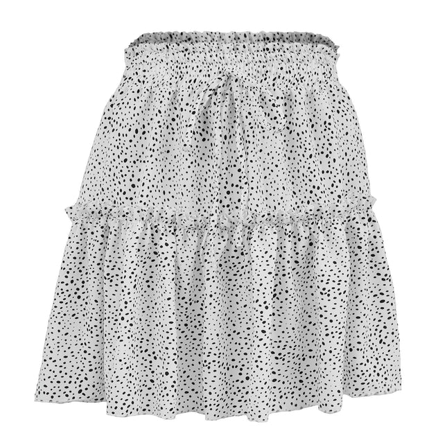 Women's Summer High Waist Ruffle Hem Boho Mini Skirt A Line Pleated Short Skirt