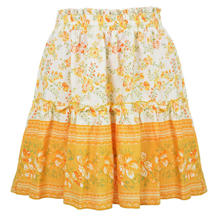 Women's Summer High Waist Boho Mini Skirt A Line Pleated Short Skirt