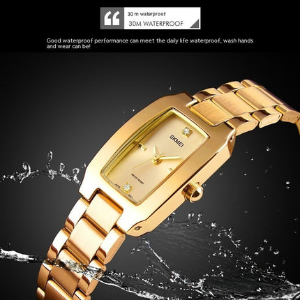Couple Watch Analog Quartz Diamond Stainless Steel Waterproof Wrist Watch