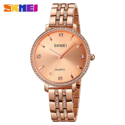 Women's Stainless Steel Band Watches Analog Quartz Diamond Watches