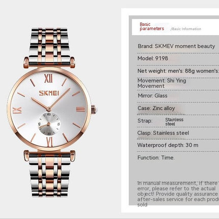 Ultra Thin Simple Couples Watches Stainless Steel Strap Watch Men and Women Quartz Watches