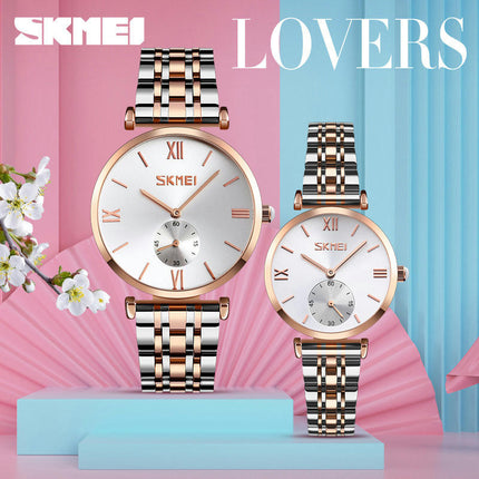 Ultra Thin Simple Couples Watches Stainless Steel Strap Watch Men and Women Quartz Watches