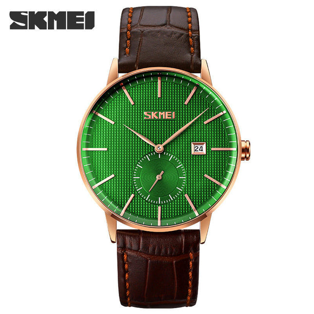 Men's Analog Quartz Watch Calendar Waterproof Leather Strap Watches