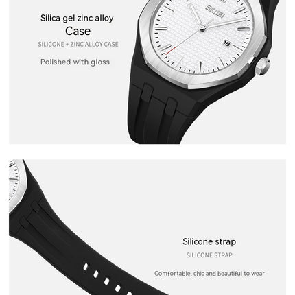 Waterproof Casual Silicone Strap Women Men Quartz Watches With Date