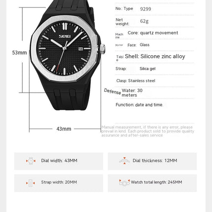 Waterproof Casual Silicone Strap Women Men Quartz Watches With Date