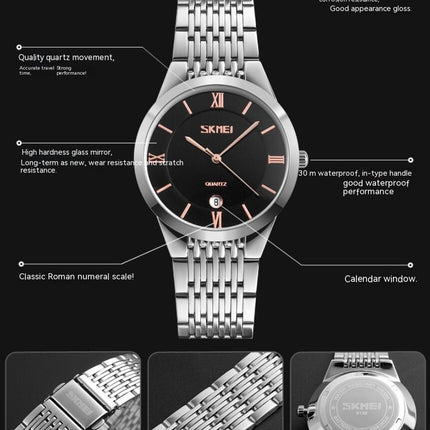 Couple Watches Stainless Steel Watches Men and Women Quartz Date Wrist Watches