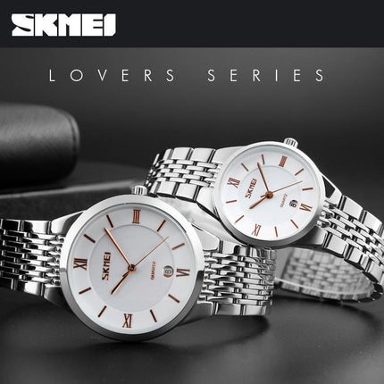 Couple Watches Stainless Steel Watches Men and Women Quartz Date Wrist Watches