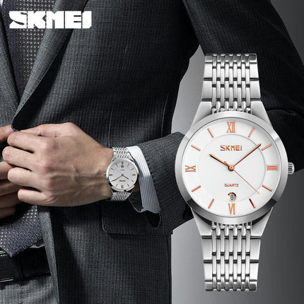 Couple Watches Stainless Steel Watches Men and Women Quartz Date Wrist Watches