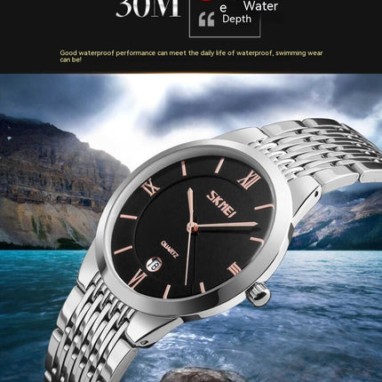 Couple Watches Stainless Steel Watches Men and Women Quartz Date Wrist Watches