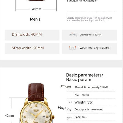 Couple Watches Men Women Waterproof Date Analog Quartz Watch