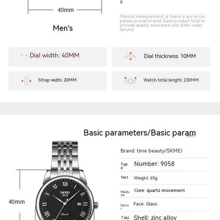 Couple Watches Men Women Waterproof Date Analog Quartz Watch