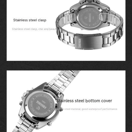 Men's Analog Digital Watches Stainless Steel Back Light Waterproof Watch