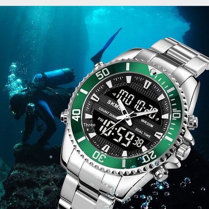 Men's Analog Digital Watches Stainless Steel Back Light Waterproof Watch