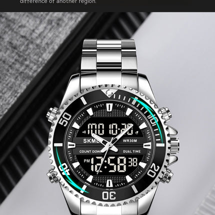Men's Analog Digital Watches Stainless Steel Back Light Waterproof Watch