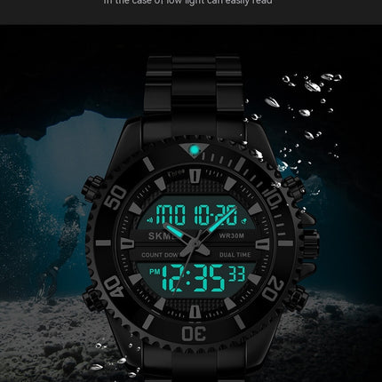 Men's Analog Digital Watches Stainless Steel Back Light Waterproof Watch