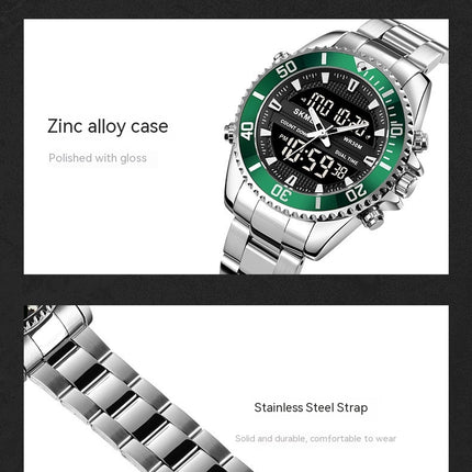 Men's Analog Digital Watches Stainless Steel Back Light Waterproof Watch