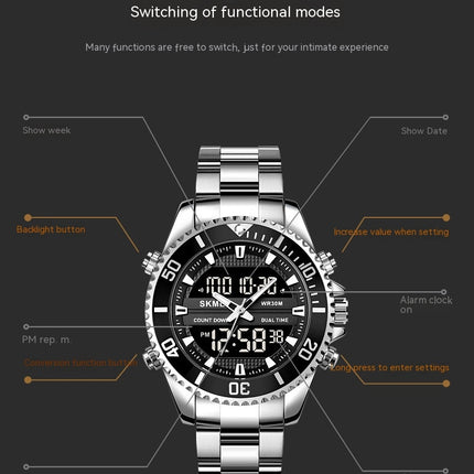 Men's Analog Digital Watches Stainless Steel Back Light Waterproof Watch