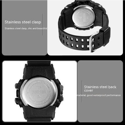 Large Dial Outdoor Sports Watch Men's Multi-Functions Digital Waterproof Watch LED Alarm