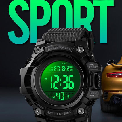 Large Dial Outdoor Sports Watch Men's Multi-Functions Digital Waterproof Watch LED Alarm
