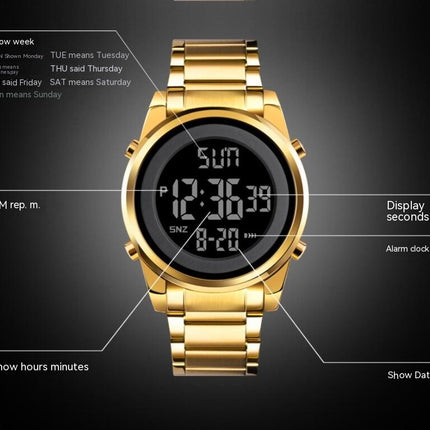 Men's Multifunction LED Digital Watches Alarm Stainless Steel Waterproof Watch