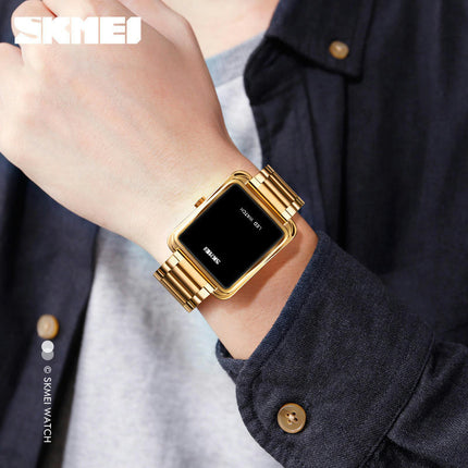 Men's LED Display Digital Watches Stainless Steel Waterproof Wrist Watches