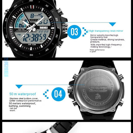 Men's Analog Digital Sports Watches Multifunctional Waterproof LED Watch