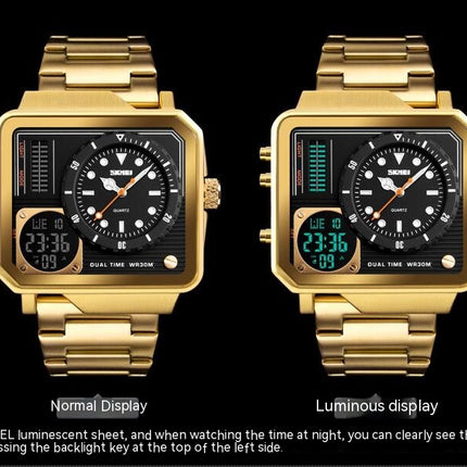 Men's Digital Sports Watch, Square Backlight Waterproof Digital Analog Watch