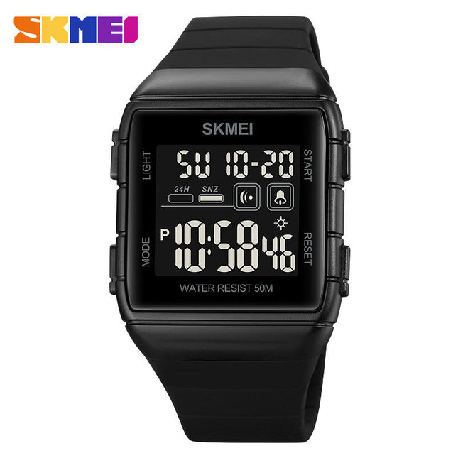 Electronic Watches for Men Waterproof Sports Digital Silicone Strap Rectangular Watch