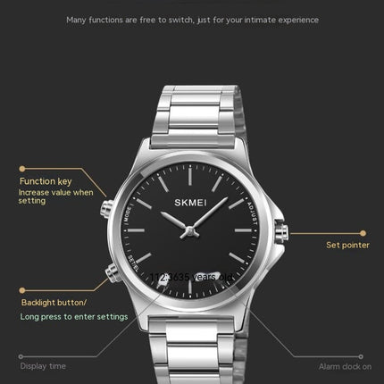 Men's Analog Digital Watches, Waterproof Stainless Steel Wristwatch for Men