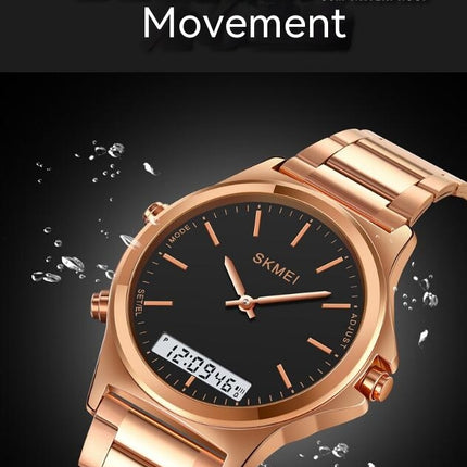 Men's Analog Digital Watches, Waterproof Stainless Steel Wristwatch for Men