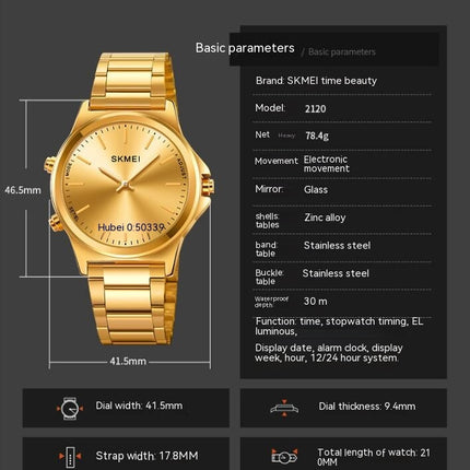 Men's Analog Digital Watches, Waterproof Stainless Steel Wristwatch for Men