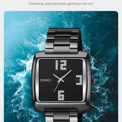 Men Stainless Steel Watch, Simple Big Face Diamond Watch for Men