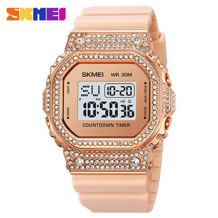 Fashion Ladies Diamond LED Digital Watch Electronic Wrist Watch for Girls