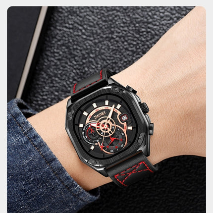Watches for Men Quartz Multifunctional Leather Watch Waterproof Square Wrist Watch