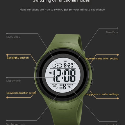 Men Digital Sports Watch Electronic Sport Watch Multi-Function Waterproof Watch