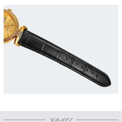 Watches for Women Diamond with Date Leather Analog Waterproof Wrist Watch